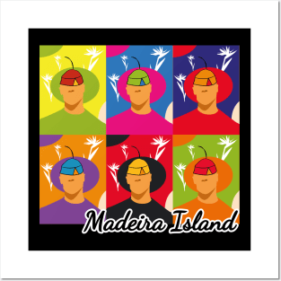 Madeira Island male pop art no face illustration using the traditional folklore hat Posters and Art